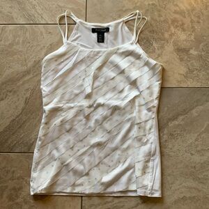 Ruffle silk tank top | white and silver